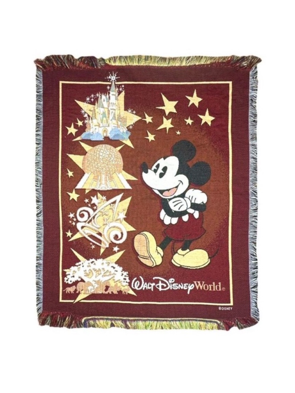 Vintage Walt Disney World Tapestry Throw Blanket - 60” x 50”